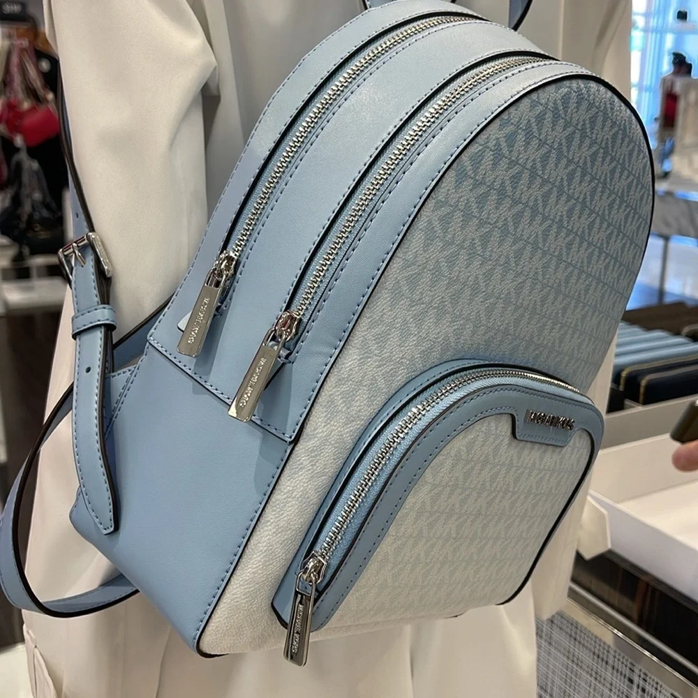 MICHAEL KORS Jaycee Medium Ombré Signature Logo Backpack Light Sky NWT